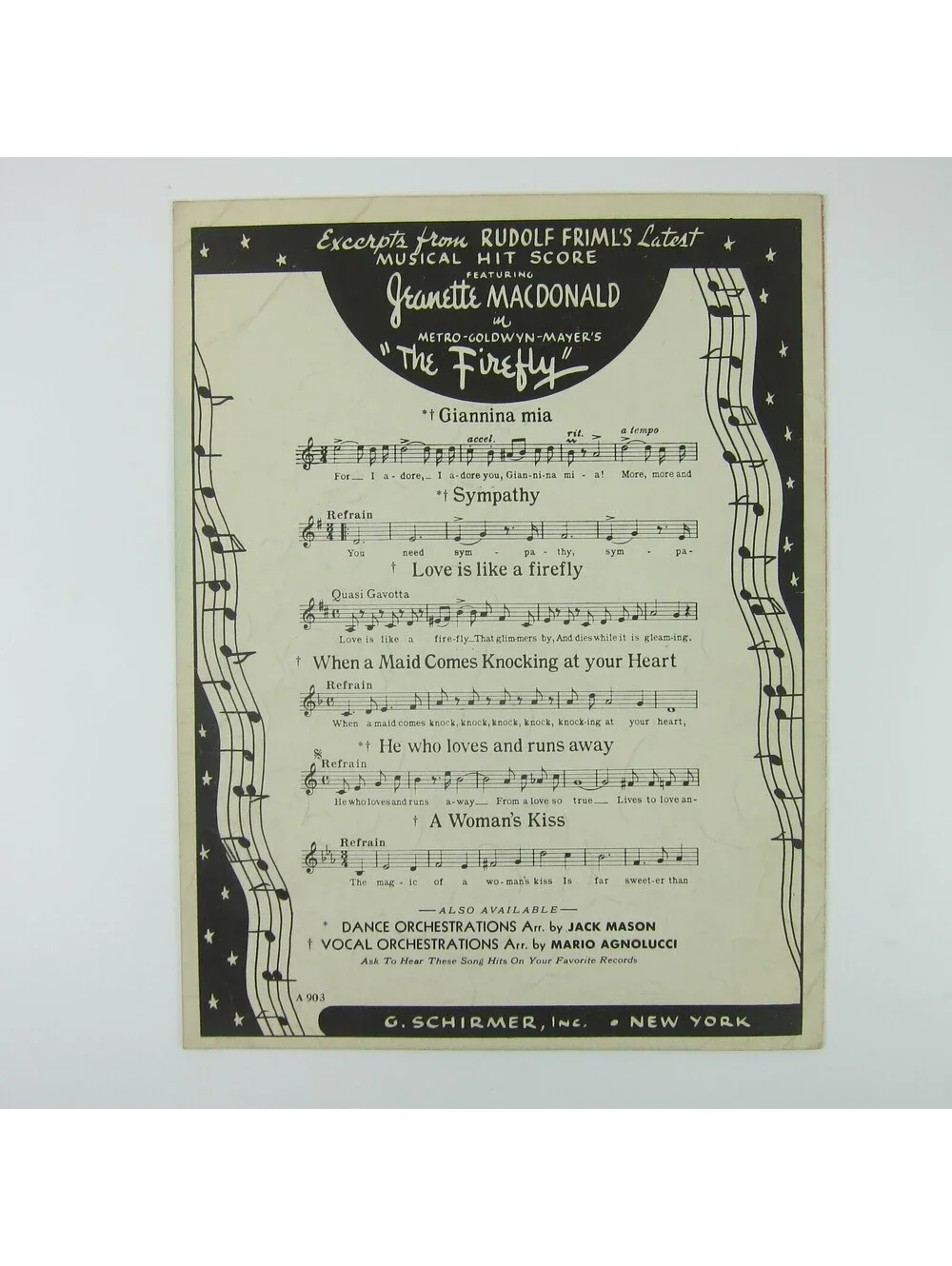 Sheet Music Sympathy The Firefly Jeanette Macdonald Allan Jones Vintage 1937